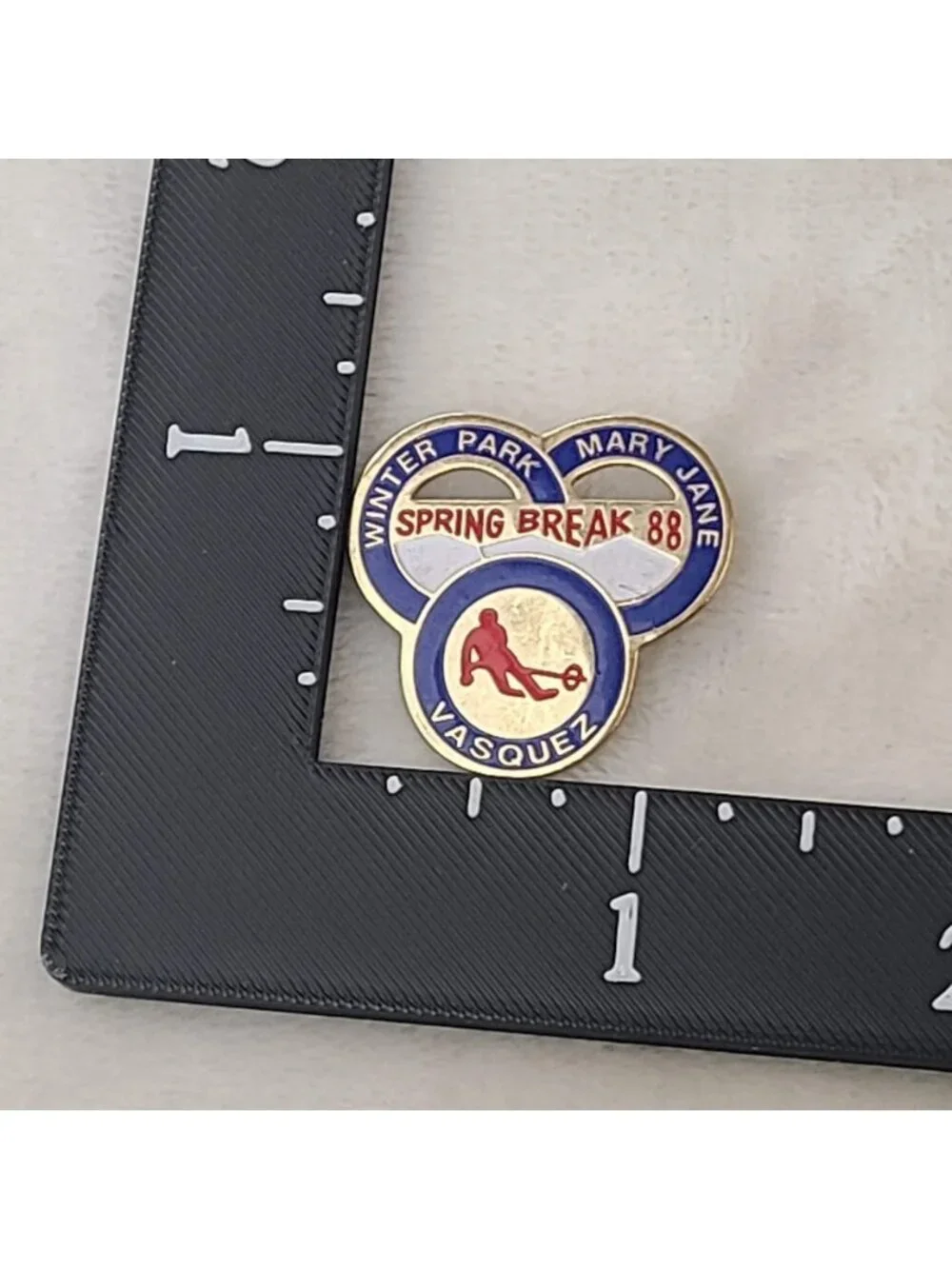 Vintage 1988 Winter Park Mary Jane Vasquez Spring Break Ski Lapel Pin Colorado
